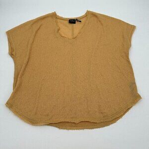 Out From Under Urban Outfitters Womens Shirt Small Gold Short Sleeves V Neck